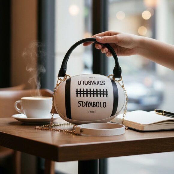 Handbags - White Football‑Style Crossbody Bag - NEW